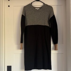 Madewell Long Sleeve Colorblock Dress - Gray, Black, Tan